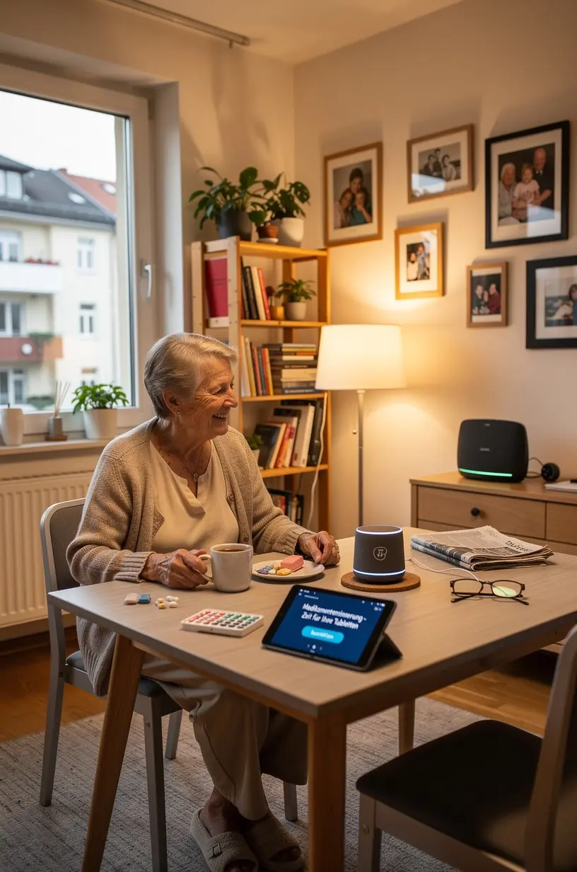 Barrierefreies Assistenzgerät zur Unterstützung von Menschen mit eingeschränkter Mobilität im Alltag.